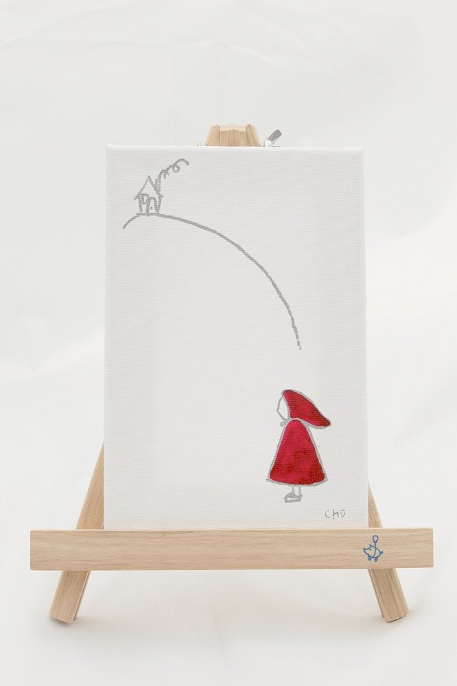 original canvas drawing - little red riding hood