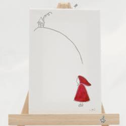 original canvas drawing - little red riding hood