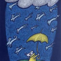 mini framed canvas - raining cats & dogs