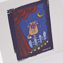 embossed greeting card - singing cat